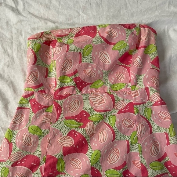 Lily Pulitzer Sz 10 Mango Mama Sabrina cotton strapless dress A line fruit - Picture 4 of 8